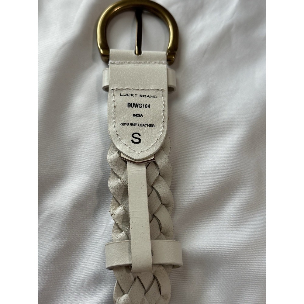 Lucky Brand Womens Small White Braided Leather Belt - Picture 5 of 5